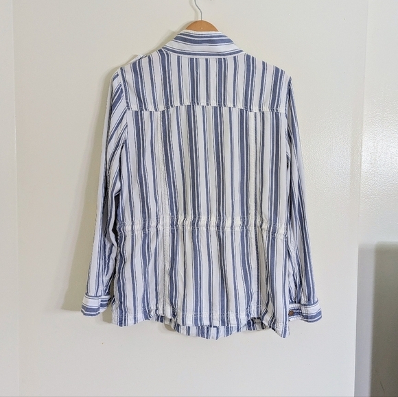 New LOFT Striped Drawstring Utility Jacket Size M - Picture 6 of 7
